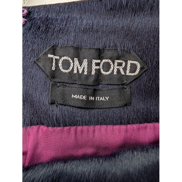 TOM FORD Patchwork Suede Velvet Midi Skirt Purple Geometric Made in Italy SZ 38 - Picture 5 of 12